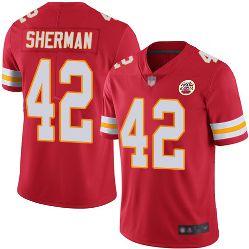 Men Kansas City Chiefs #42 Sherman Anthony Red Team Color Vapor Untouchable Limited Player Nike NFL Jersey->nfl t-shirts->Sports Accessory
